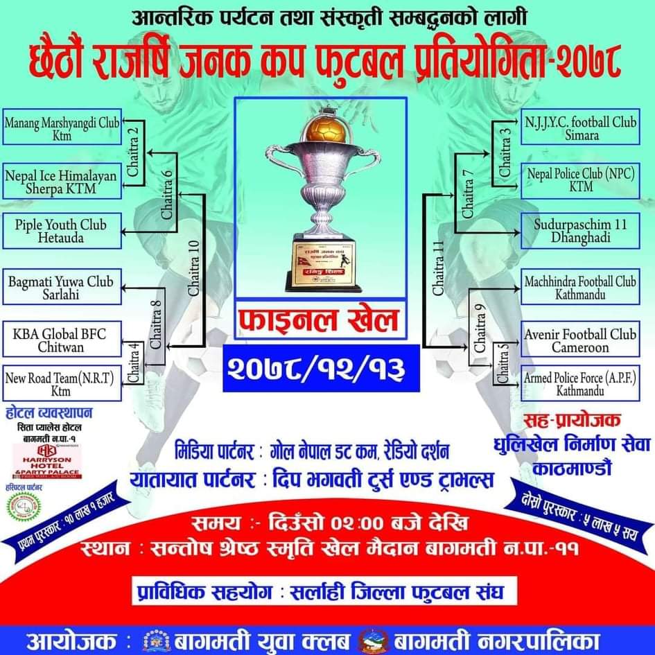 छैठौँ राजर्षि जनक कप आजदेखि, मधेश प्रदेशका मुख्यमन्त्रीले उद्घाटन गर्ने
