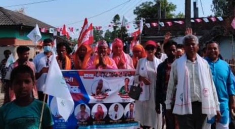 मेयर उम्मेद्वार अधिकारीकाे प्रचार प्रसारमा लालबन्दीका कांग्रेसी एकजुट, माओवादी कार्यकर्ता समेत प्रवेश गराउँदै