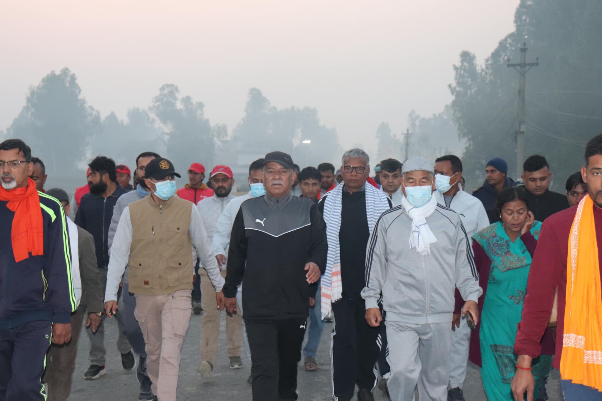 सर्लाहीमा प्रचण्डको मर्निङवाक, दिनभर एक दर्जन बढी कार्यक्रम